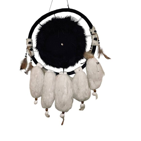 Large Handcrafted Native American-Inspired Dreamcatcher With Wolf Eagle Design B - Picture 5 of 8